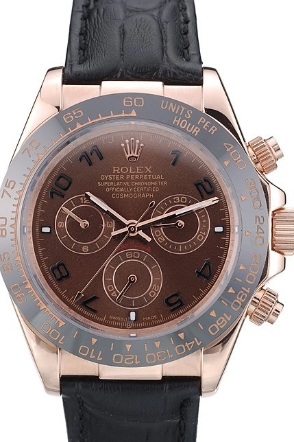 Rolex copies cheap Dial Black Black Leather Strap Rolex Ceramic Bezel Daytona 41975 Brown 0712
